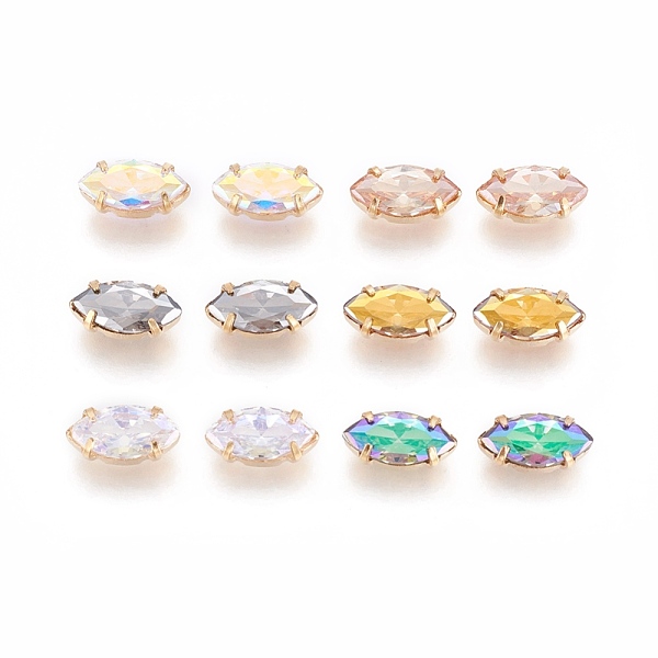 

PandaHall Sew on Cubic Zirconia, with Brass Prong Settings, Garments Accessories, Multi-strand Links, Horse Eye, Golden, Mixed Color..., Multicolor