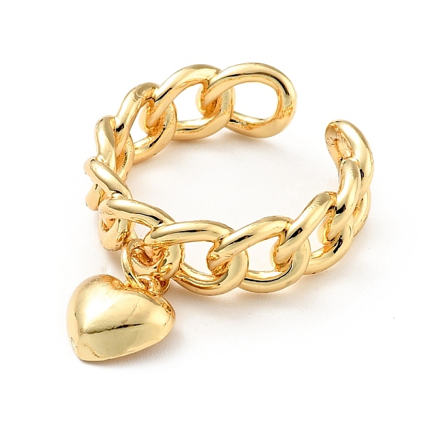 

PandaHall Brass Heart Charm Open Cuff Ring, Brass Hollow Ring for Women, Cadmium Free & Lead Free, Real 18K Gold Plated, US Size 7 3/4...