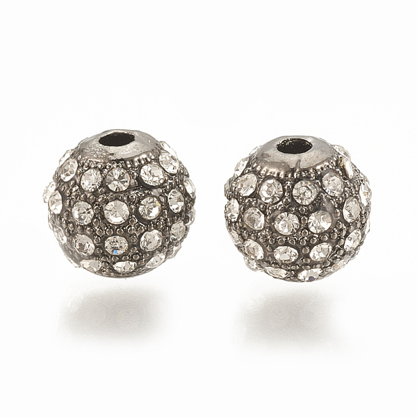 

PandaHall Alloy Bead, with Rhinestone, Round, Crystal, Gunmetal, 8x8mm, Hole: 1.5mm Alloy+Rhinestone Round Clear