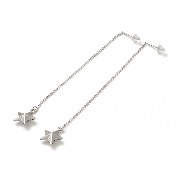 

PandaHall 304 Stainless Steel Long Chain with Star Dangle Stud Earrings for Women, Stainless Steel Color, 108x1.2mm, Pin: 0.7mm 304...