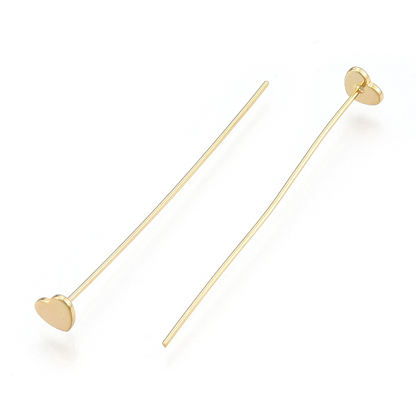 

PandaHall Brass Heart Head Pins, Nickel Free, Real 18K Gold Plated, 51x0.7mm, Head: 5x6mm Brass