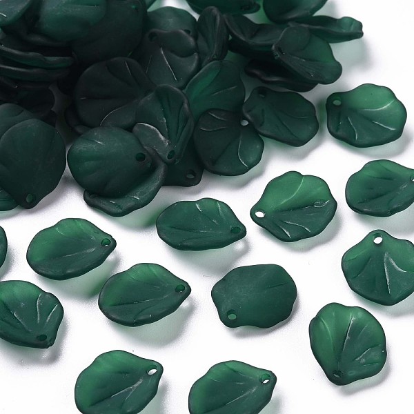 

PandaHall Transparent Frosted Acrylic Pendants, Petaline, Dark Green, 16x14.5x3mm, Hole: 1.6mm Acrylic Petaline
