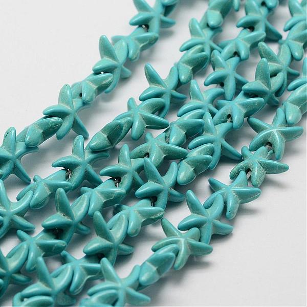

PandaHall Synthetic Howlite Bead Strand, Dyed, Starfish/Sea Stars, Dark Cyan, 15.5x13.5x5.5mm, Hole: 1mm, about 36pcs/strand, about 15 inch...