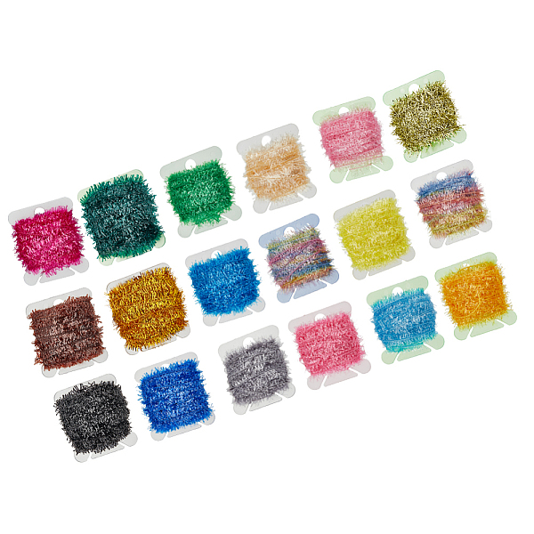 

PandaHall SUPERFINDINGS 18 Cards 18 Colors Tinsel Chenille Line Crystal Flash Cactus Chenille, Fly Fishing Tying Material for Nymph Flies..., Multicolor