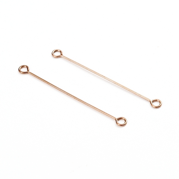 

PandaHall Ion Plating(IP) 304 Stainless Steel Eye Pins, Double Sided Eye Pins, Rose Gold, 36x0.6mm, Hole: 1.5mm 304 Stainless Steel