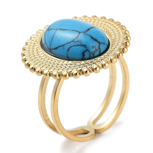 

PandaHall Ion Plating(IP) 304 Stainless Steel Ring, Adjustable Synthetic Turquoise Rings, Sun, 20.5mm, Inner Diameter: Adjustable Synthetic...