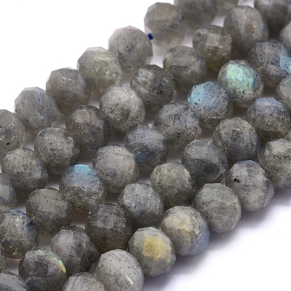 PandaHall Natural Labradorite Beads Strands, Rondelle, Faceted, 7~7.5x5.5~6mm, Hole: 1mm, about 69pcs/strand, 15.7 inch(40cm) Labradorite...