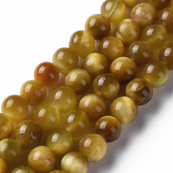

PandaHall Natural Tiger Eye Beads Strands, Round, Gold, 6~6.5mm, Hole: 1mm, about 62~63pcs/strand, 14.76 inch~14.96 inch(37.5~38cm) Tiger...