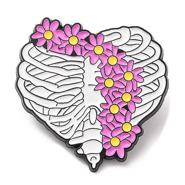 

PandaHall Thorax Anatomy Enamel Pin, Electrophoresis Black Zinc Alloy Brooch for Backpack Clothes, Flower, 32x32.5x1.5mm Alloy+Enamel Flower