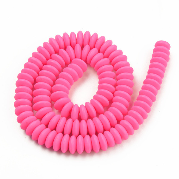 

PandaHall Handmade Polymer Clay Beads Strands, Flat Round, Deep Pink, 8.5~9x3.5mm, Hole: 1.6mm, about 112pcs/strand, 15.75 inch~16.14 inch...