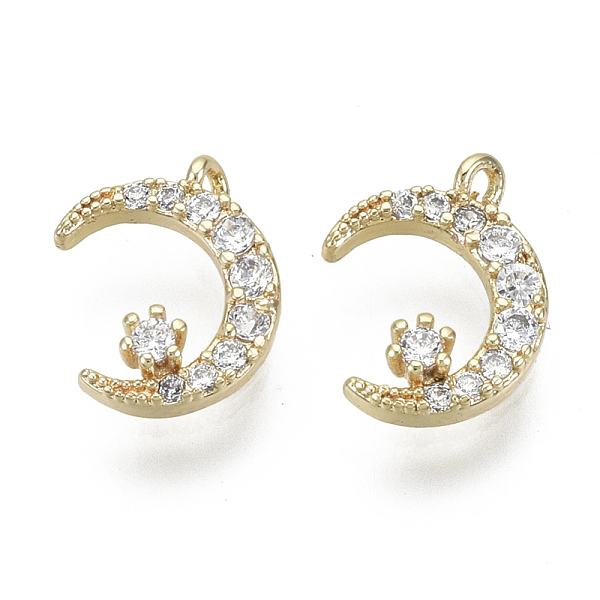 

PandaHall Brass Micro Pave Clear Cubic Zirconia Charms, Nickel Free, Moon & Star, Real 18K Gold Plated, 9.5x8x2mm, Hole: 0.6mm Brass+Cubic...
