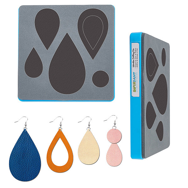 PandaHall SUPERDANT Cutting Dies Leather Water Droplets and Circle Pattern Earring Cutting Dies Stencils Moulds Embossing Tool Plastic...