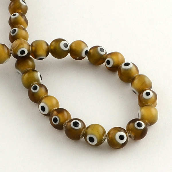 

PandaHall Round Handmade Evil Eye Lampwork Beads, Coffee, 6mm, Hole: 1mm, about 64pcs/strand, 14.1 inch Lampwork Evil Eye Brown