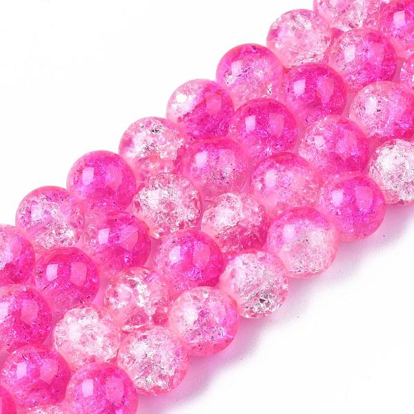 

PandaHall Baking Painted Crackle Glass Bead Strands, Two Tone, Round, Hot Pink, 8mm, Hole: 1.3~1.6mm, about 100pcs/strand, 31.4 inch Glass...