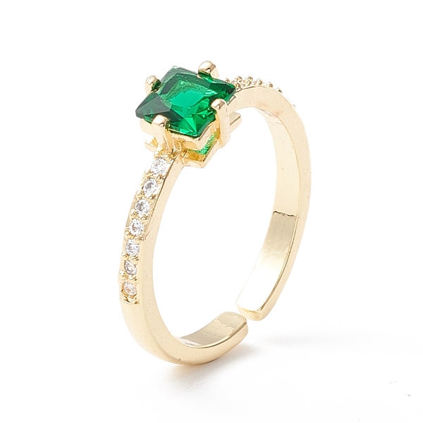 

PandaHall Green Cubic Zirconia Rectangle Cuff Ring, Classic Brass Open Ring for Women, Cadmium Free & Lead Free, Real 18K Gold Plated, US...