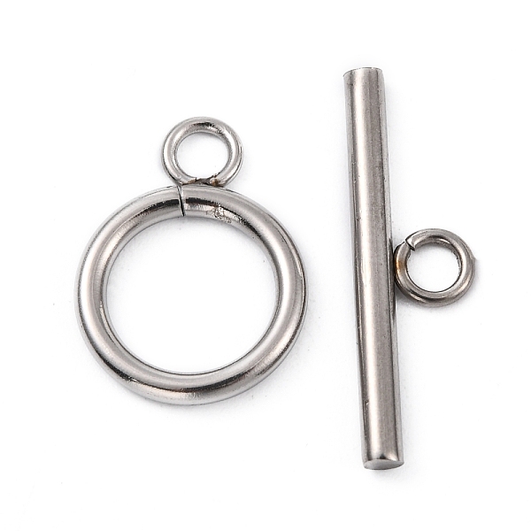 

PandaHall 304 Stainless Steel Ring Toggle Clasps, Stainless Steel Color, Ring: 19x14x2mm, Hole: 3mm, Bar: 24.5x7x2.5mmm, Hole: 3mm 304...