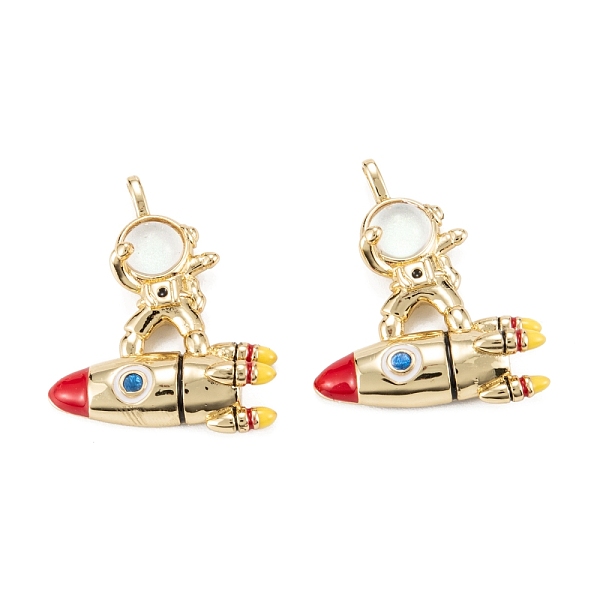 

PandaHall Brass Glass Pendants, Real 18K Gold Plated, Long-Lasting Plated, Lead Free & Nickel Free & Cadmium Free, Astronaut with Rocket..., Multicolor