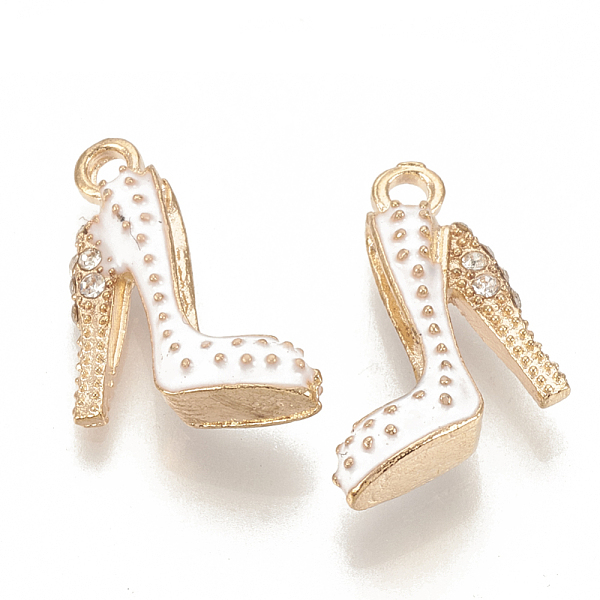 

PandaHall Alloy Enamel Stilettos Pendants, Cadmium Free & Lead Free, with Rhinestone, High-heeled Shoes, Light Gold, Creamy White..., Clear