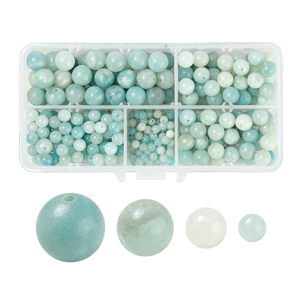 340Pcs 4 Style Natural Amazonite Beads