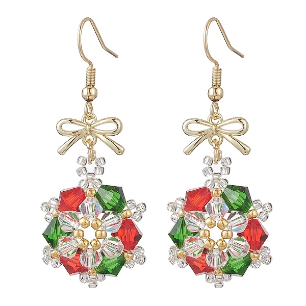 Stainless Steel Glass Snowflake Dangle Earrings