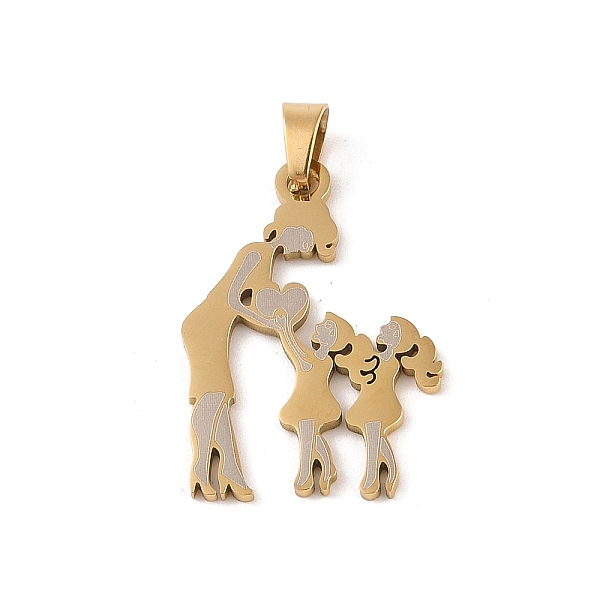 

PandaHall Mother's Day Ion Plating(IP) 304 Stainless Steel Pendants, Laser Cut, Mother and Two Daughters Charm, Real 18K Gold Plated...