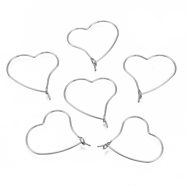 

PandaHall 304 Stainless Steel Hoop Earring Findings, Wine Glass Charm Rings, Heart, Stainless Steel Color, 29x24.5x0.6mm, Pin: 0.6mm 304...