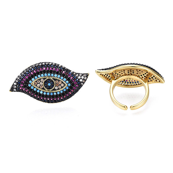 

PandaHall Cubic Zirconia Horse Eye Open Cuff Ring, Real 18K Gold Plated Brass Jewelry for Women, Nickel Free, Colorful, US Size 5 1/4...
