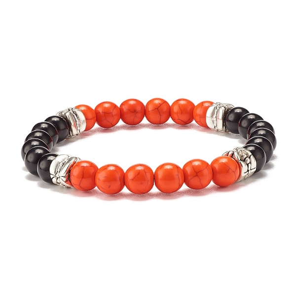 

PandaHall Round Synthetic Turquoise(Dyed) Beaded Stretch Bracelet for Women, Orange Red, Inner Diameter: 2-1/4 inch(5.8cm) Synthetic...