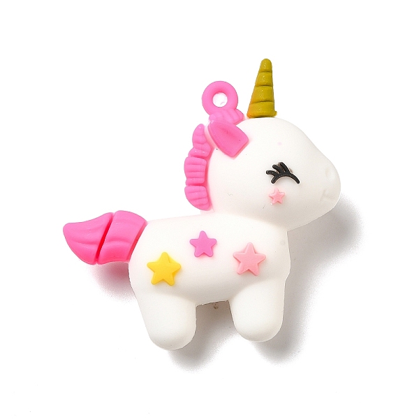 

PandaHall PVC Plastic Big Pendants, Unicorn, White, 50.5x50x23mm, Hole: 3mm PVC Unicorn White