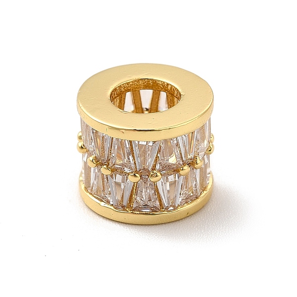 

PandaHall Rack Plating Brass Cubic Zirconia European Beads, Large Hole Beads, Cadmium Free & Lead Free, Long-Lasting Plated, Column, Real..., Clear