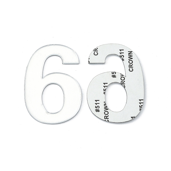 

PandaHall Acrylic Mirror Wall Stickers, with Adhesive Back, Number, Silver, Num.6, 48mm Acrylic Number Silver