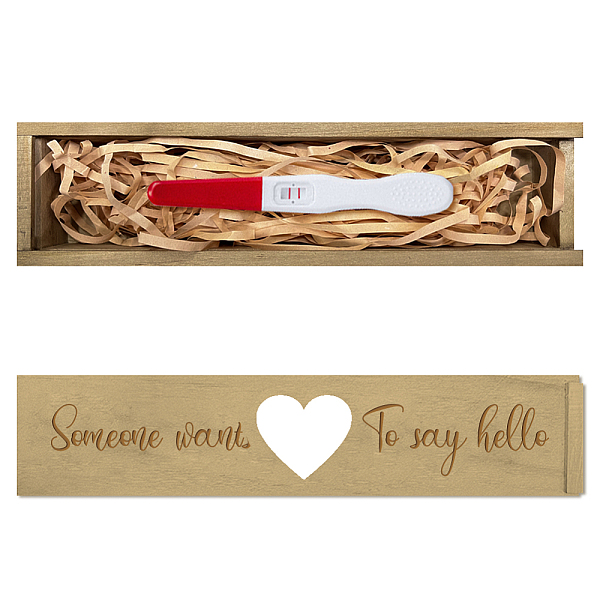

PandaHall CHGCRAFT Pregnancy Wooden Announcement Gifts Pregnancy Test Keepsake Box with Slide Cover Love Hollow Box with Raffia Ribbon to..., Brown
