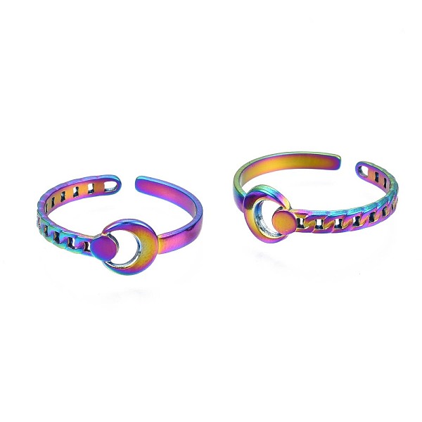 

PandaHall 304 Stainless Steel Crescent Moon Cuff Ring, Rainbow Color Open Ring for Women, US Size 10 1/4(19.9mm) 304 Stainless Steel