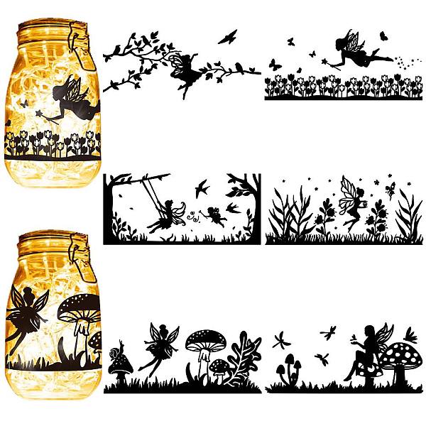 

PandaHall CREATCABIN 6Pcs Fairy Silhouettes Mason Jar Decor Angel Lantern Laser Cutouts Ornaments Mushroom Branch Scrapbook for Frosted...
