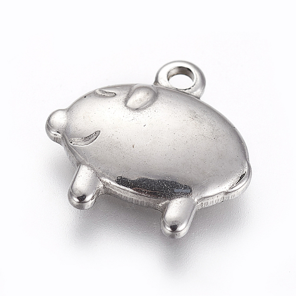 

PandaHall 304 Stainless Steel Pendants, Pig, Stainless Steel Color, 14.7~14.8x15~15.3x2.3mm, Hole: 1.8mm 304 Stainless Steel Pig