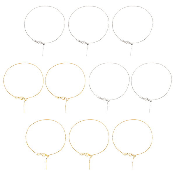 

PandaHall BENECREAT 10Pcs 2 Colors Brass Box Chains Slider Bracelet Making, Adjustable Bracelet, Platinum & Golden, 9-1/2 inch(24.2cm)...