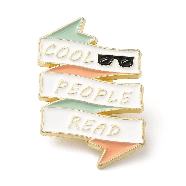 PandaHall Reading Theme Zinc Alloy Enamel Pins, Word Cool People Read Brooch for Backpack Clothes, Glasses, 31x20x1.5mm Alloy+Enamel Glasses