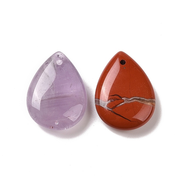 

PandaHall Natural Mixed Stone Pendants, Teardrop Charms, 25x18x7mm, Hole: 1mm Mixed Stone Teardrop