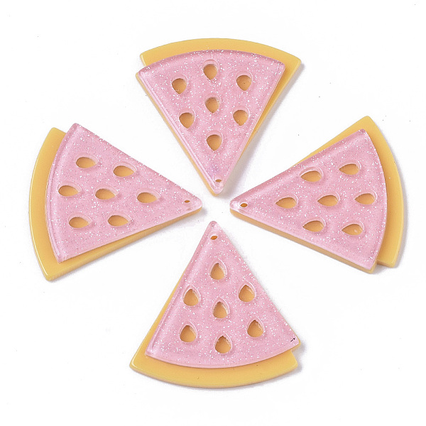 

PandaHall Cellulose Acetate(Resin) Pendants, with Glitter Powder, Watermelon, Pink, 36x35x4.5mm, Hole: 1.5mm Cellulose Acetate Fruit Pink