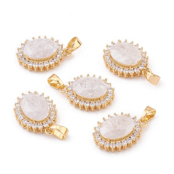 

PandaHall Golden Plated Brass Micro Pave Clear Cubic Zirconia Pendants, with Glass, Long-Lasting Plated, Oval, Clear, 23x16.5x7.5mm, Hole...