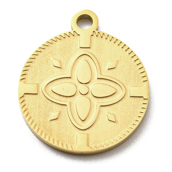 

PandaHall Ion Plating(IP) 316L Surgical Stainless Steel Pendants, Textured, Flat Round Charms, Real 18K Gold Plated, 17.5x15x1.5mm, Hole...