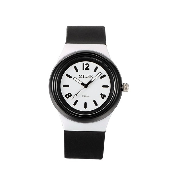 

PandaHall Children's 304 Stainless Steel Silicone Quartz Wrist Watches, Black, 230x25mm, Watch Head: 48x43x13mm Silicone Black