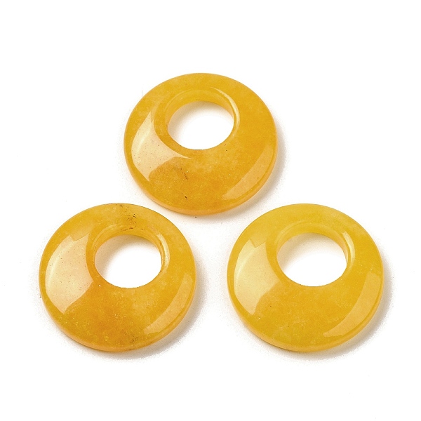 

PandaHall Natural Topaz Jade Pendants, Donut/Pi Disc Charms, 27.5~28x4.5~5.5mm Topaz Jade Donut