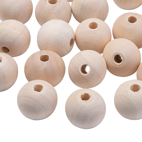 

PandaHall Natural Unfinished Wood Beads, Round Wooden Loose Beads Spacer Beads for Craft Making, Lead Free, Moccasin, 18~20x17~18mm, Hole..., Orange