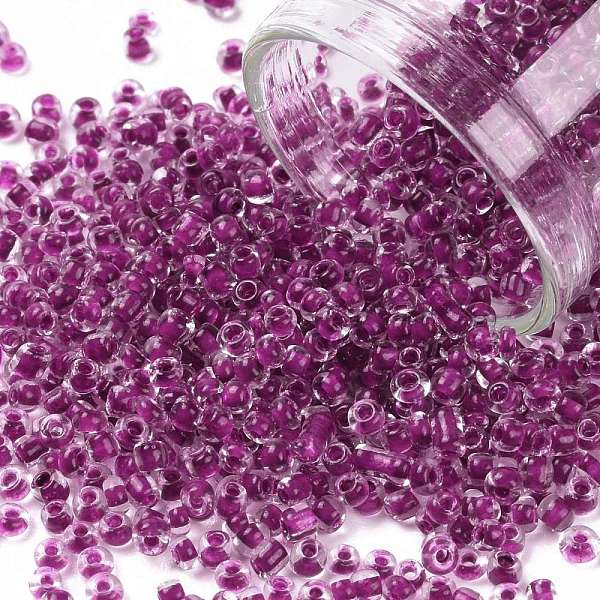

PandaHall 12/0 Glass Seed Beads, Transparent Inside Colours, Round Hole, Round, Purple, 12/0, 2~2.5x1.5~2mm, Hole: 0.8mm, about 6666pcs/100g...