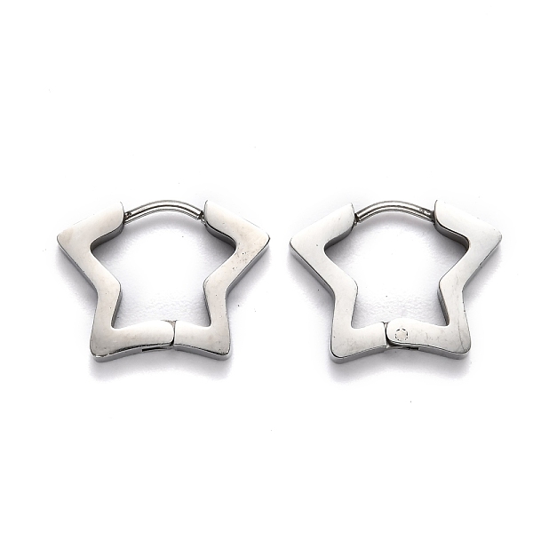 

PandaHall 304 Stainless Steel Star Huggie Hoop Earrings, Stainless Steel Color, 14x18.5x3mm, Pin: 1mm 304 Stainless Steel Star
