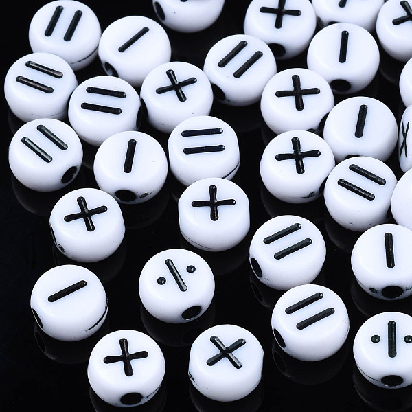 

PandaHall Opaque Acrylic Beads, Flat Round with Arithmetic Symbol, White, White, 7x4mm, Hole: 1.8mm, about 3670pcs/500g Acrylic Flat Round...