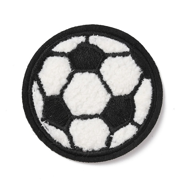 

PandaHall Sports Ball Theme Computerized Towel Fabric Embroidery Iron on Cloth Patches, Chenille Appliques, Costume Accessories, Sewing..., White