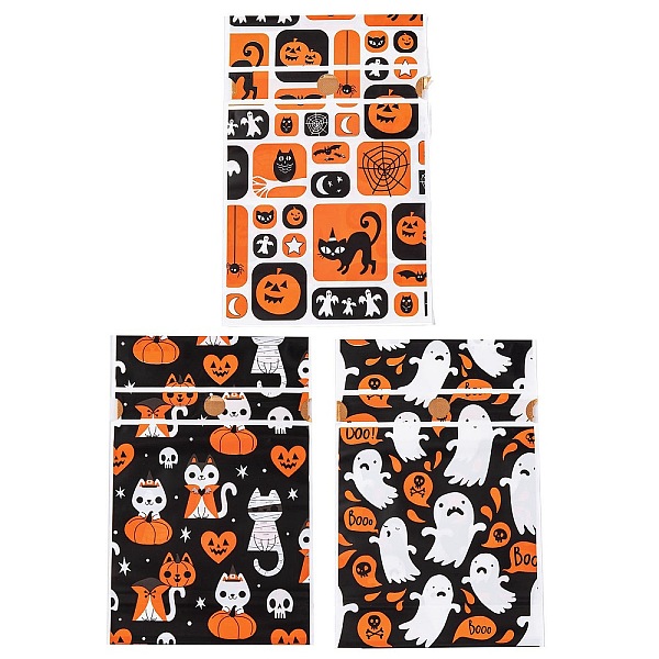 

PandaHall 50Pcs Rectangle Halloween Candy Plastic Bags, Mixed Shapes Printed Candy Drawstring Bags, Mixed Color, 23.2x14.9x0.05cm Plastic..., Multicolor