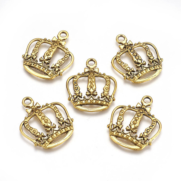 

PandaHall Tibetan Style Alloy Pendants, King Crown, Antique Golden, Lead Free and Cadmium Free, 34x28x4mm, Hole: 3.1mm Alloy Crown